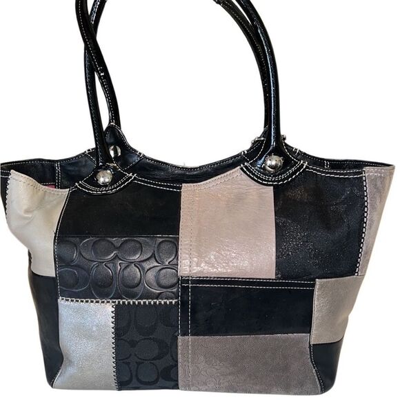 Coach Bleeker Gray and Black Patchwork Women's Bag F14045 with Coach Box - Picture 2 of 16